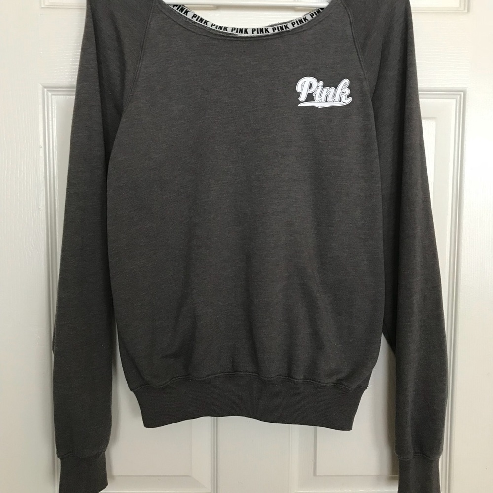 PINK Heather Grey Sweat Pullover